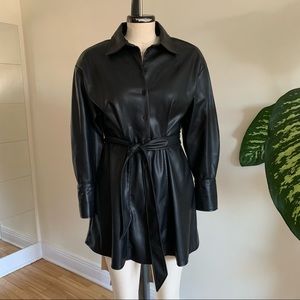 Zara black button-down leather dress